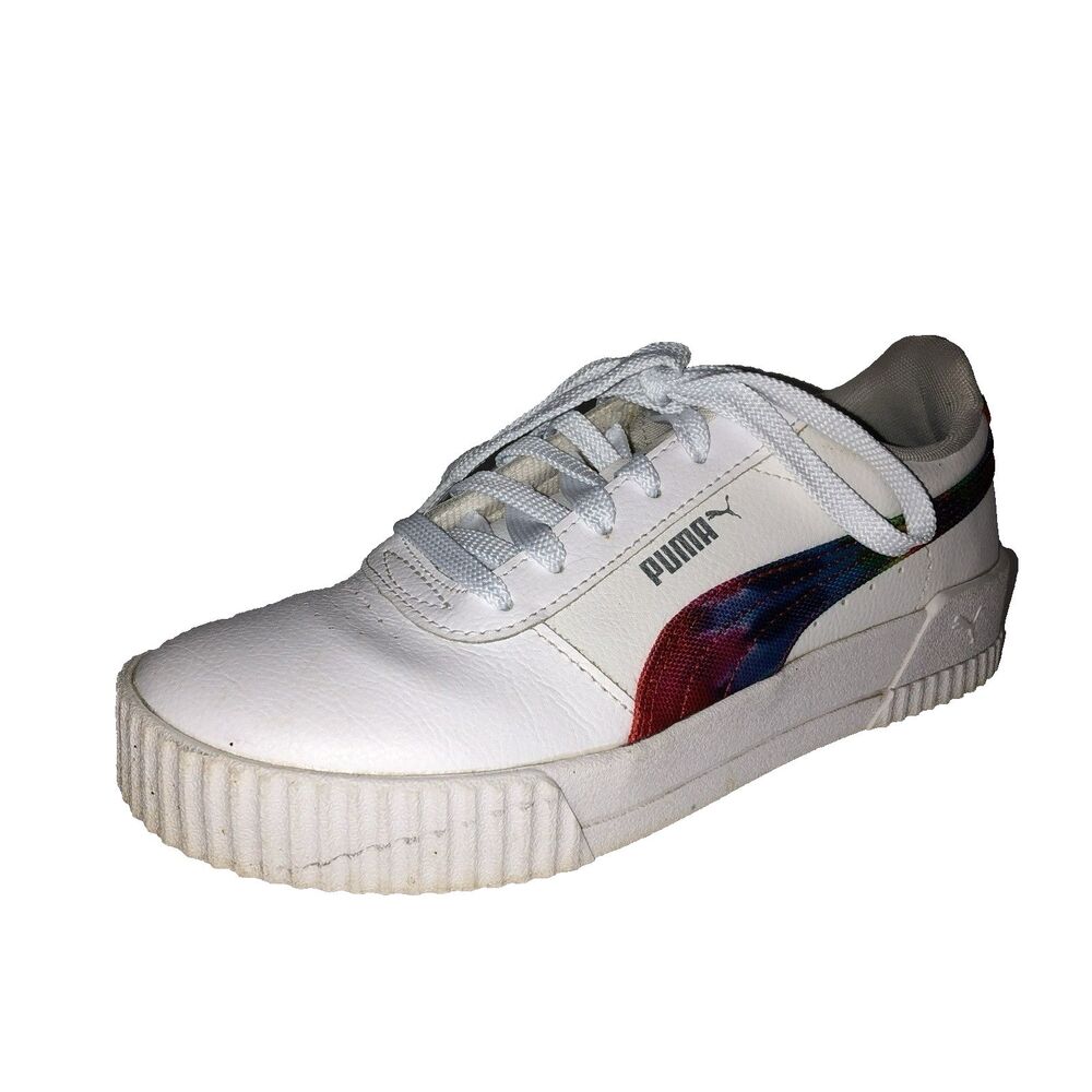 Puma Carina Rainbow Tie Dye Womens Size 7 White Sneakers Shoes